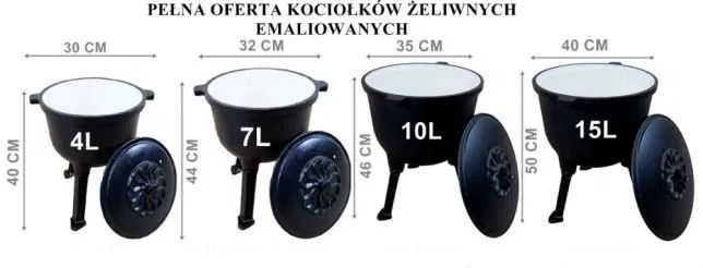 Kociołek Kielce Garnek 4L Żeliwny Emaliowany MYŚLIWSKI