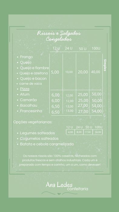 Rissois, bolos brigadeiros para festas