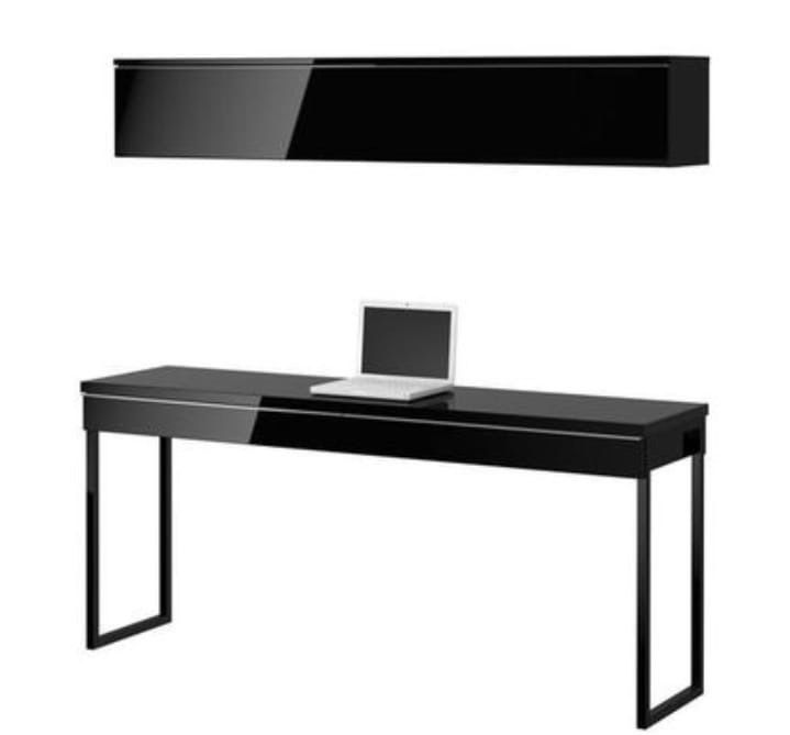 Movel TV IKEA Besta Burs Preto Brilhante + painel superior