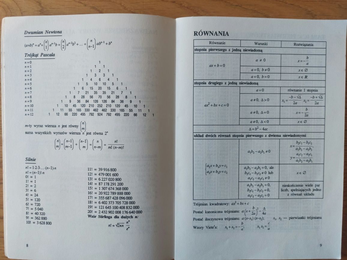 Tablice matematyczne format zeszytowy