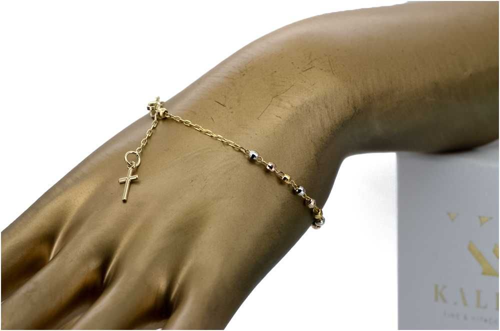Złota bransoletka różaniec "Dolce Gab" 14k diament rbc001ywr Poznań