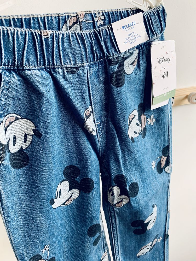 Spodnie jeansowe H&M Myszka Mickey r. 104