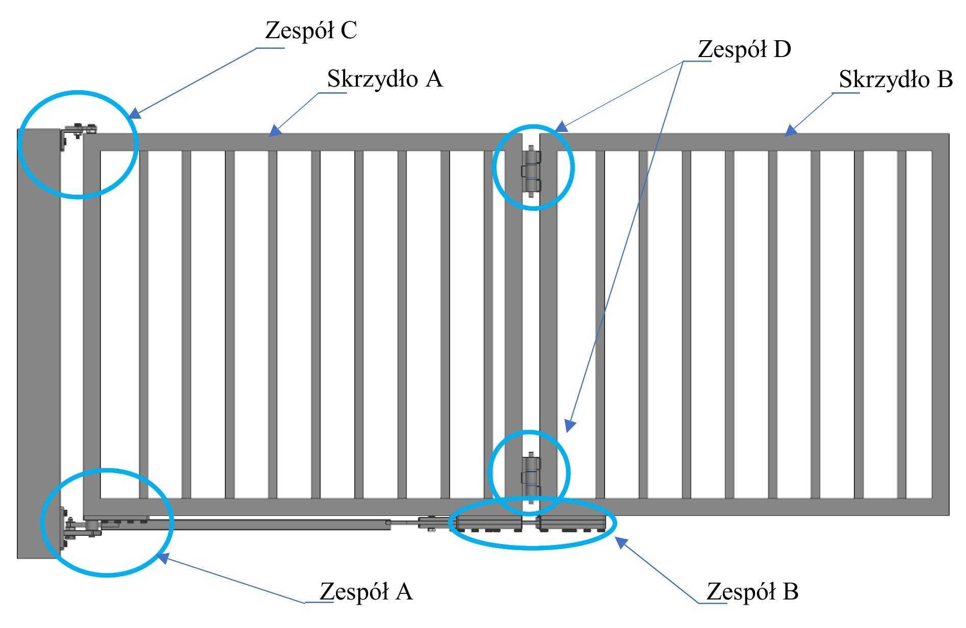 Brama łamana składana harmonijkowa urządzenie mechanizm do bram