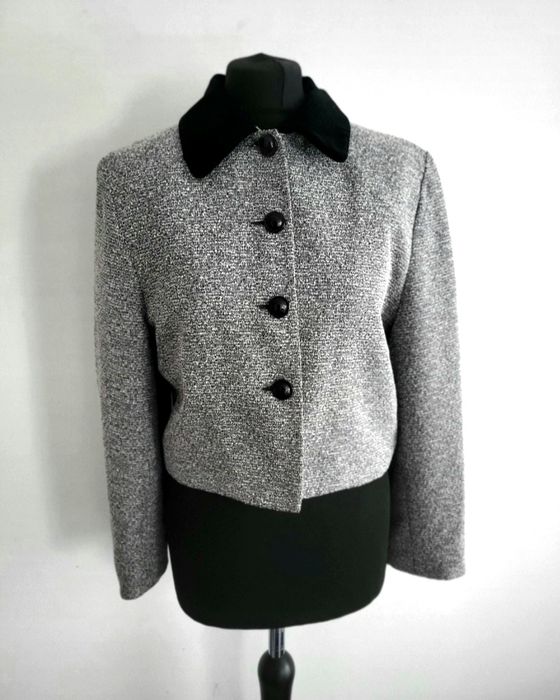 UNIKAT żakiet marynarka kołnierzyk welurowy jesień zima welur 38 m 40