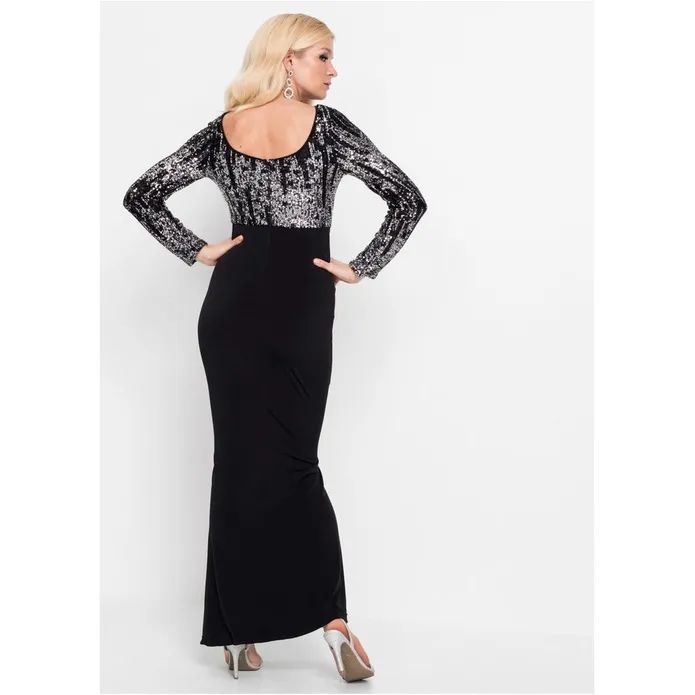 Bonprix Sukienka Czarna Wieczorowa Syrena Cekiny 32-34