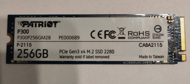 Dysk SSD Patriot P300 256gb PCIe NVMe m.2