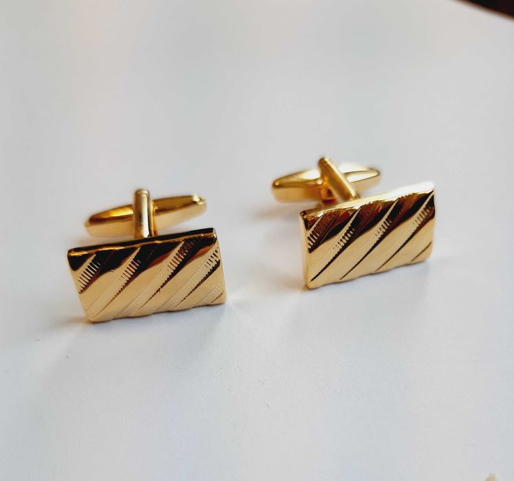 Złote spinki do mankietów mankietowe do koszuli ślub komunia