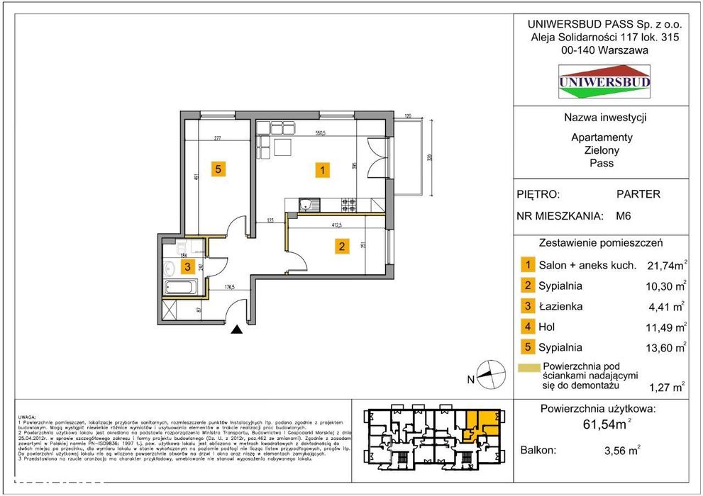 3-pokojowe mieszkanie 61,54 m2 - Zielony Pass