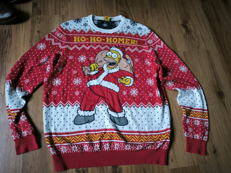 The Simpsons sweter świąteczny Homer Santa Christmas XL czerwony biały