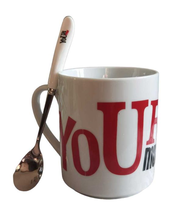 Ovs Porcelanowy Kubek Z Łyżeczka 350 Ml Na Prezent Święta