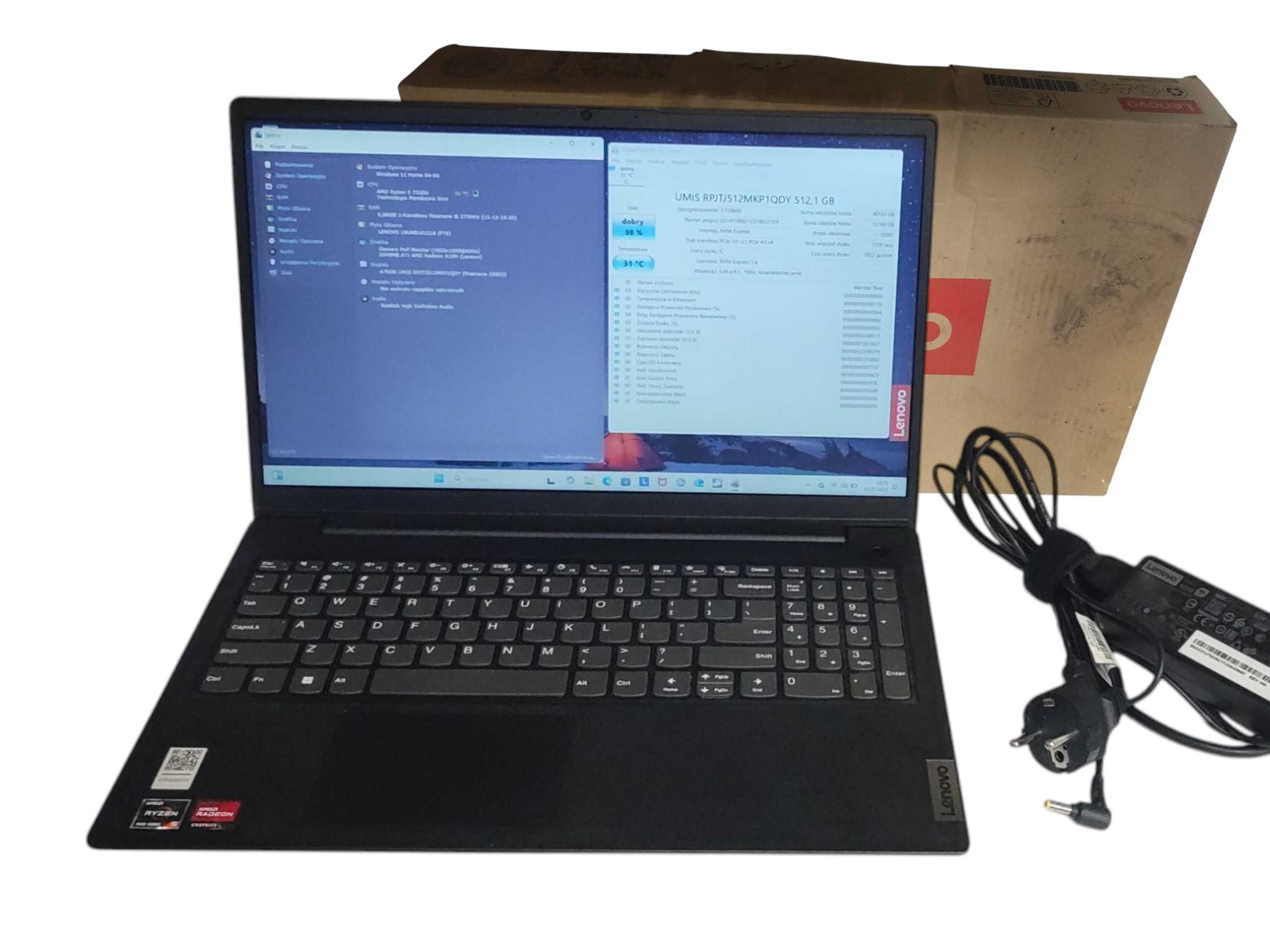 Laptop Lenovo v15 g4 amd ryzen 5 7520u / 8gb / 512 gb gwar. 27.03.2027