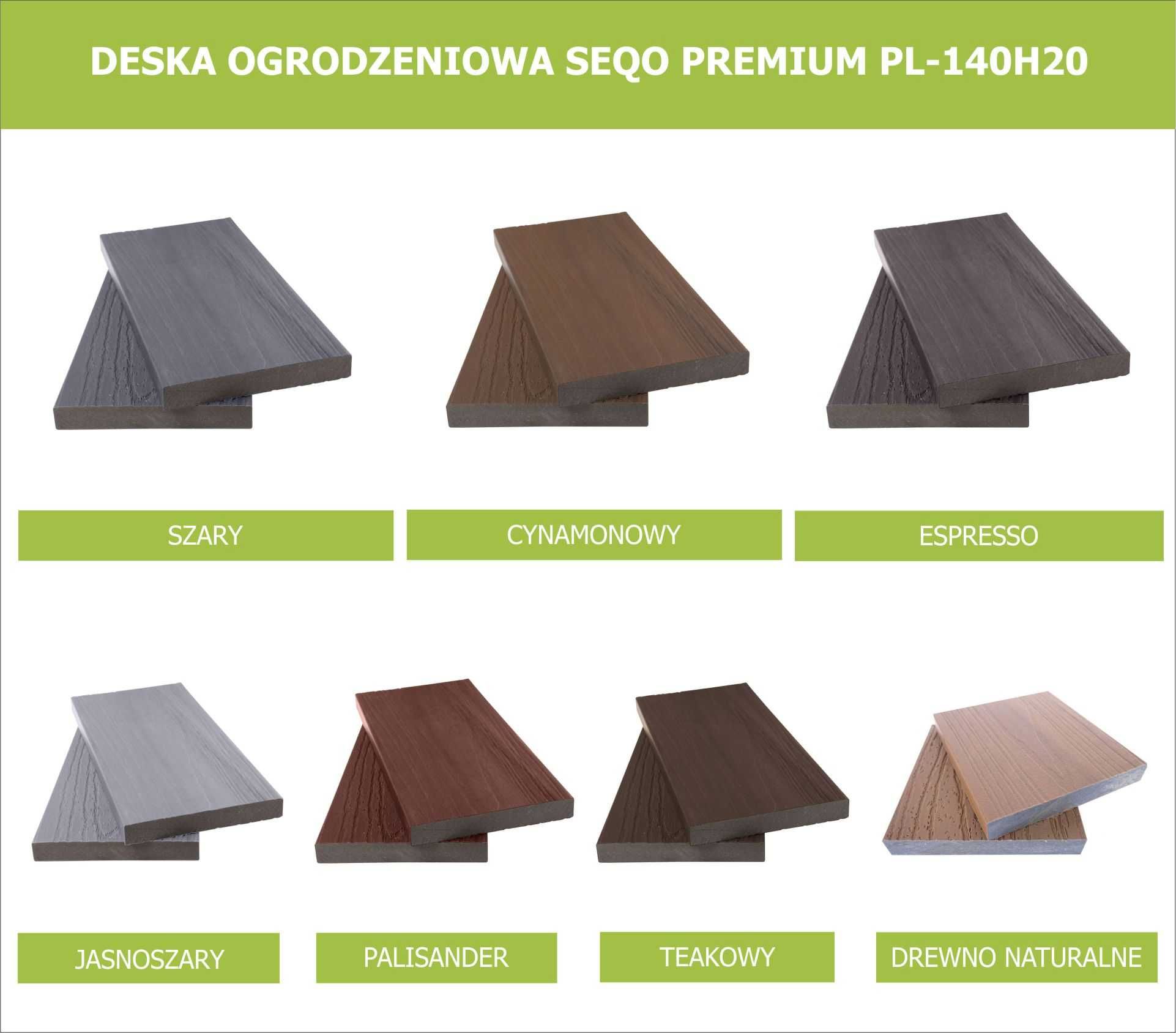 Deska kompozytowa ogrodzeniowa SEQO Premium PL-140H20 2,49m