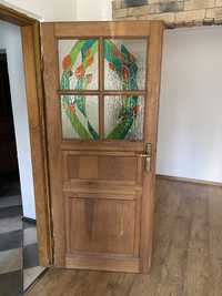 Drzwi - drewno - witraże