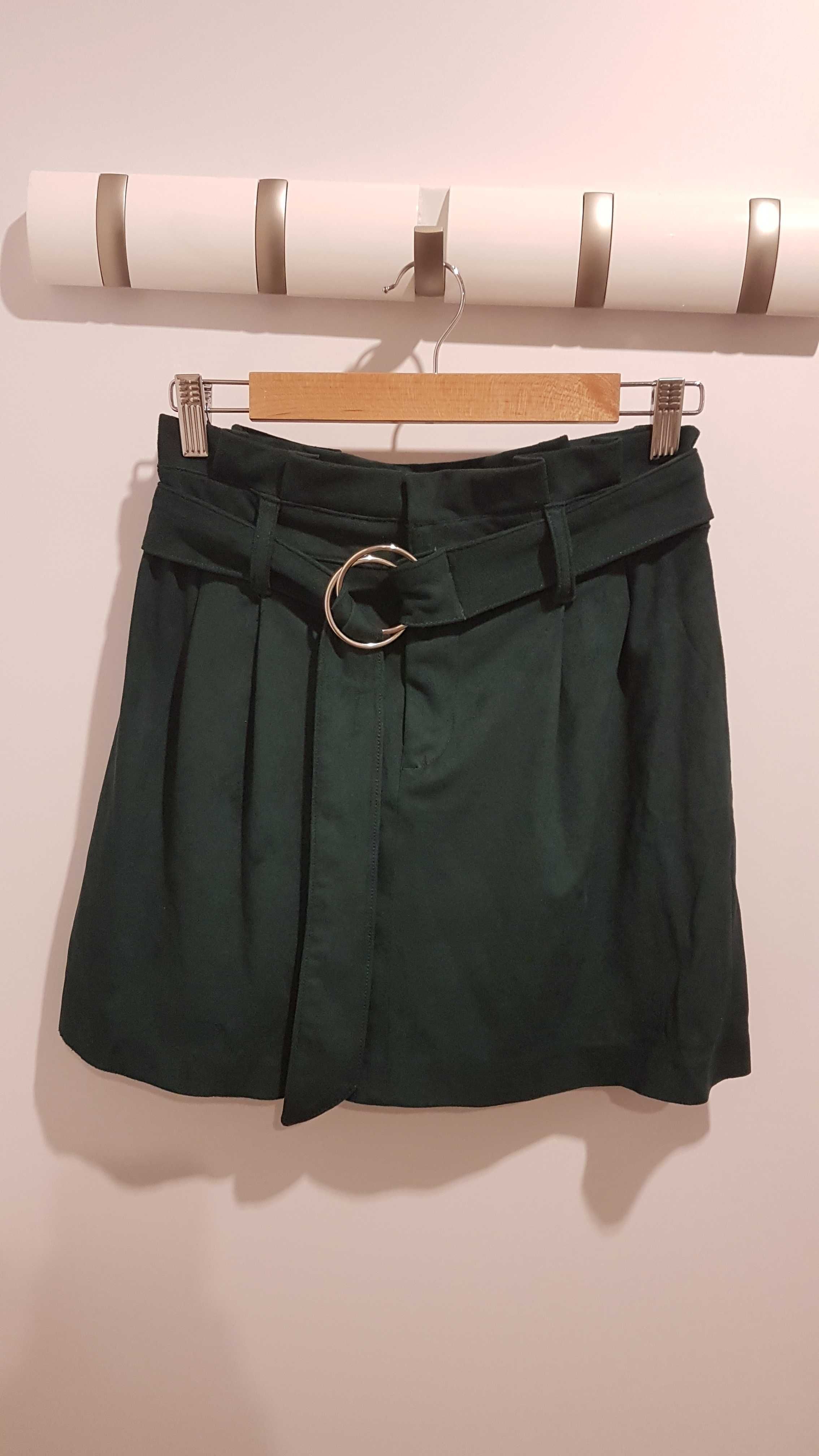 Spódnica bershka 38 zamszowa butelkowa zieleń