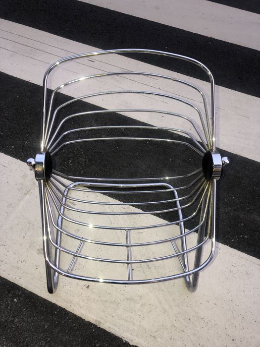 Cadeira vintage italiana tubular em aço cromado, anos 1970