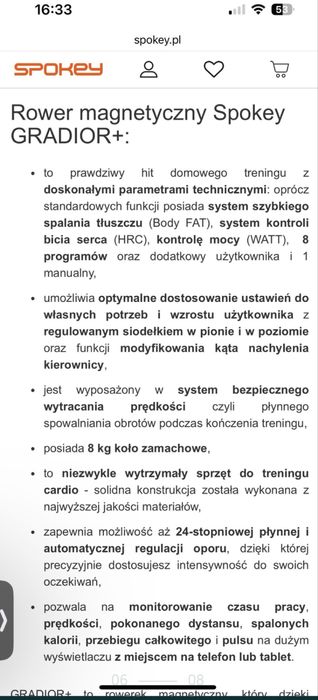Rowerek stacjonarny Spokey
