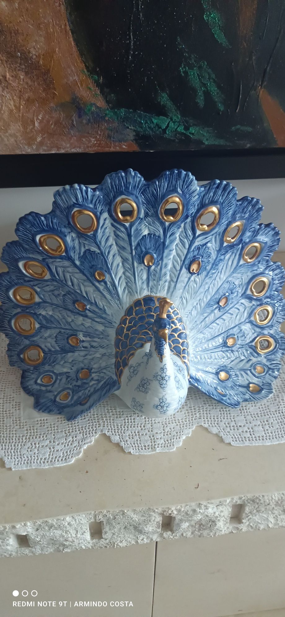 Pavão grandes dimensões porcelana italiana