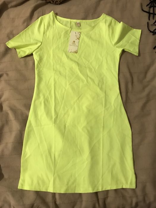 Limonkowy super przewiewna sukienka