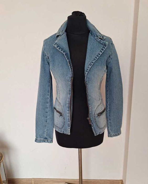 Świetna jeansowa katana kurtka jeansowa C&A 38 bawełna vintage retro