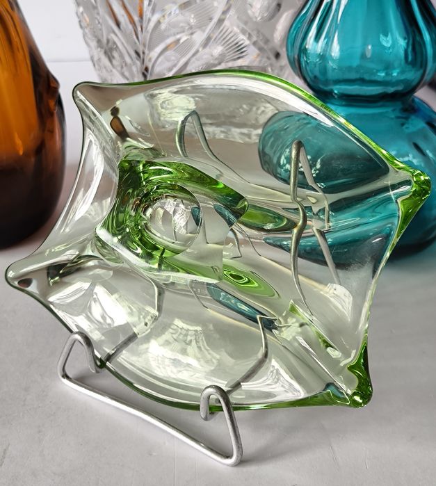 Piękne stare kolorowe szkło popielniczka  kolekcje