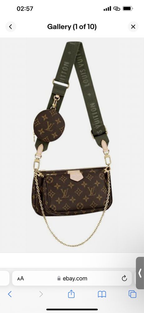 Сумка через плече Louis Vuitton Khaki Monogram Multi Pochette оригинал