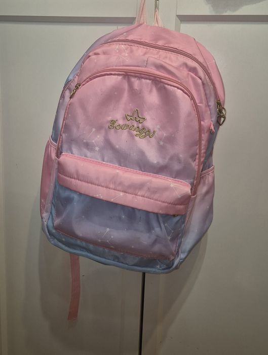 Plecak szkolny dla dziewczynki dwukolorowy tornister, różowo turkusowy