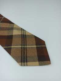Włoski brązowy wełniany krawat w kratkę wa71