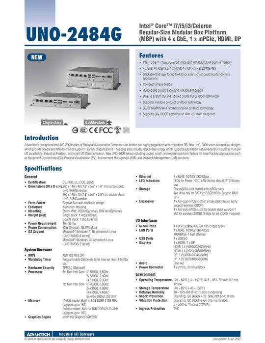 Przemysłowy mini PC fanless I5-7300U RAID 4x LAN HDMI DP VPN Firewall