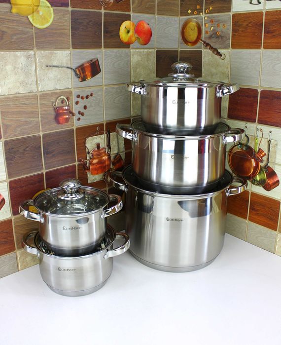 Zestaw Garnków E-4502 indukcja, gaz, duży garnek 13L w zestawie