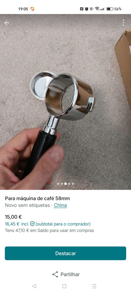 Para máquina café 58mm