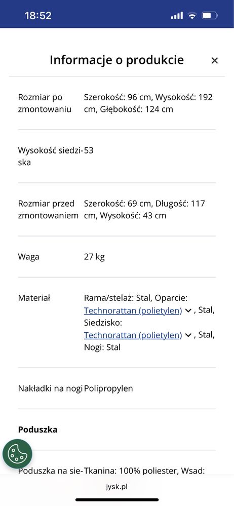 Dwa stelaże do fotela wiszącego Jysk Bork
