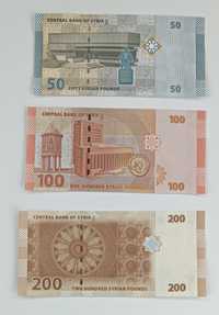 zestaw banknotów 50-200 pounds , Syria, 3 szt. , stan UNC