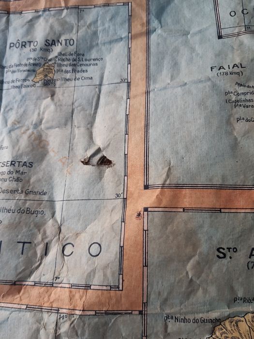 Antigo mapa carta corográfica das ilhas  e Colónias Portuguesas