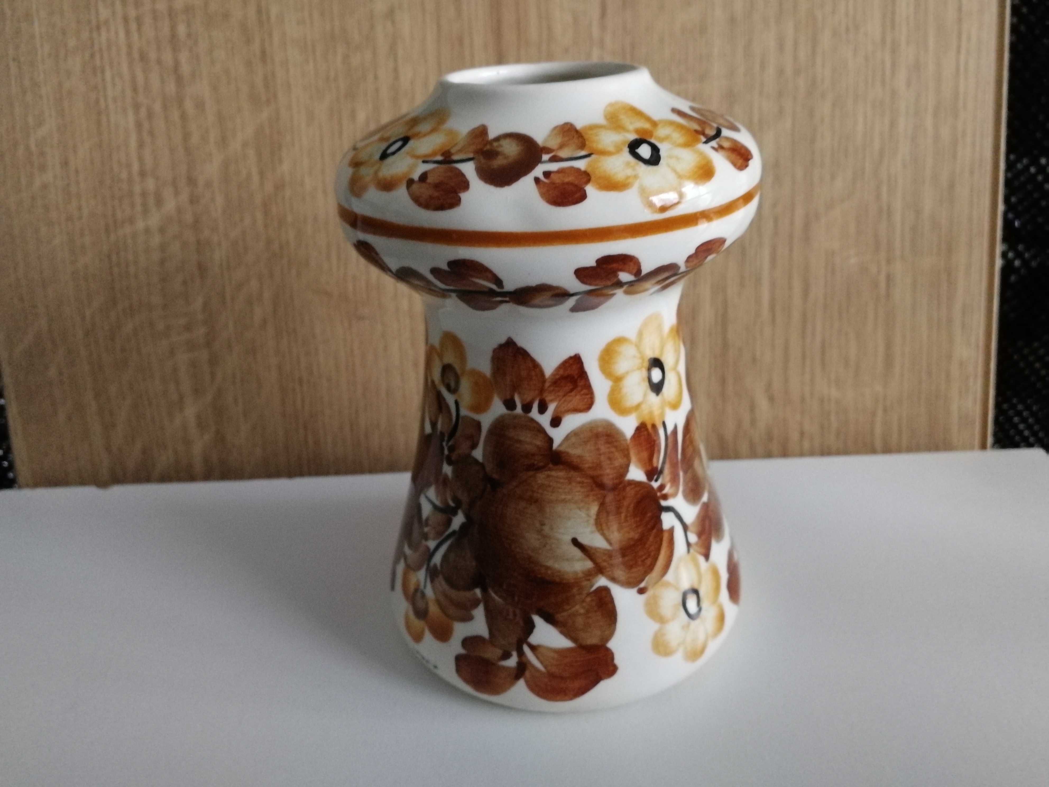 Wazon ceramiczny / świecznik, ZP Koło, 13,5 cm, ręcznie malowany, PRL