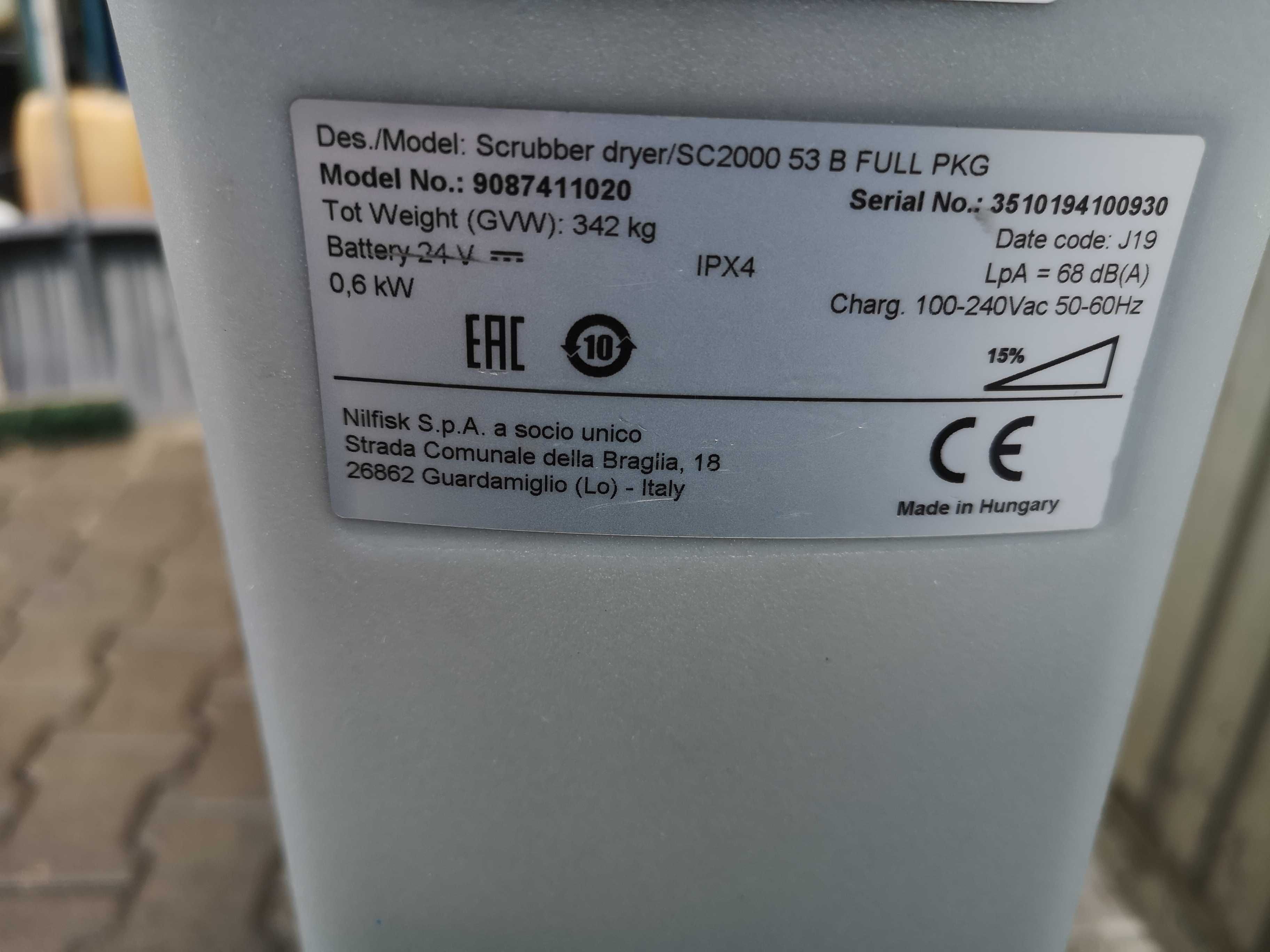Szorowarka Nilfisk Scrubber Sc 2000 53b full pkb rok 2019 -Karcher