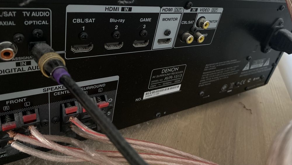 Denon AVR 1513 Amplituner + głośniki 3 stan bdb