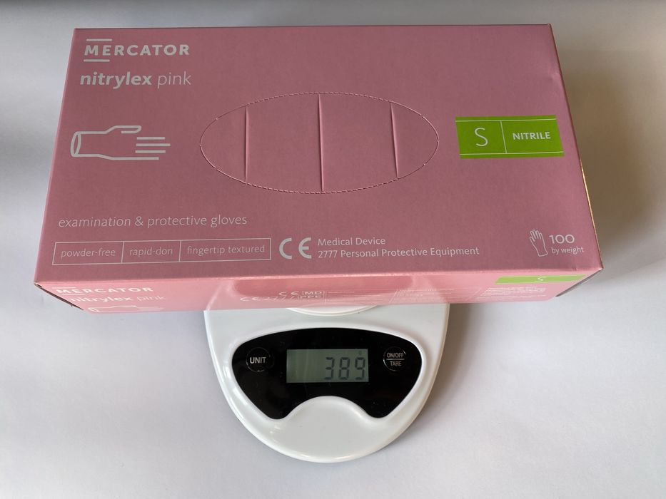 Рукавички нітрилові, одноразові, Mercator Medical, рожеві, чорні