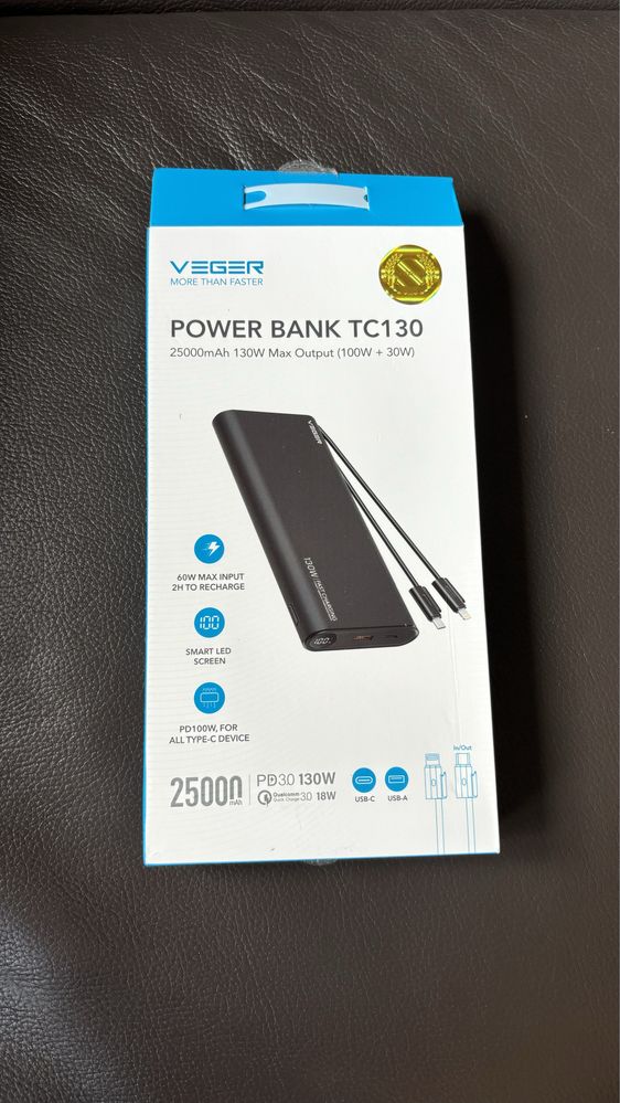 Powerbank TC130 Veger 25000 mAh 130W