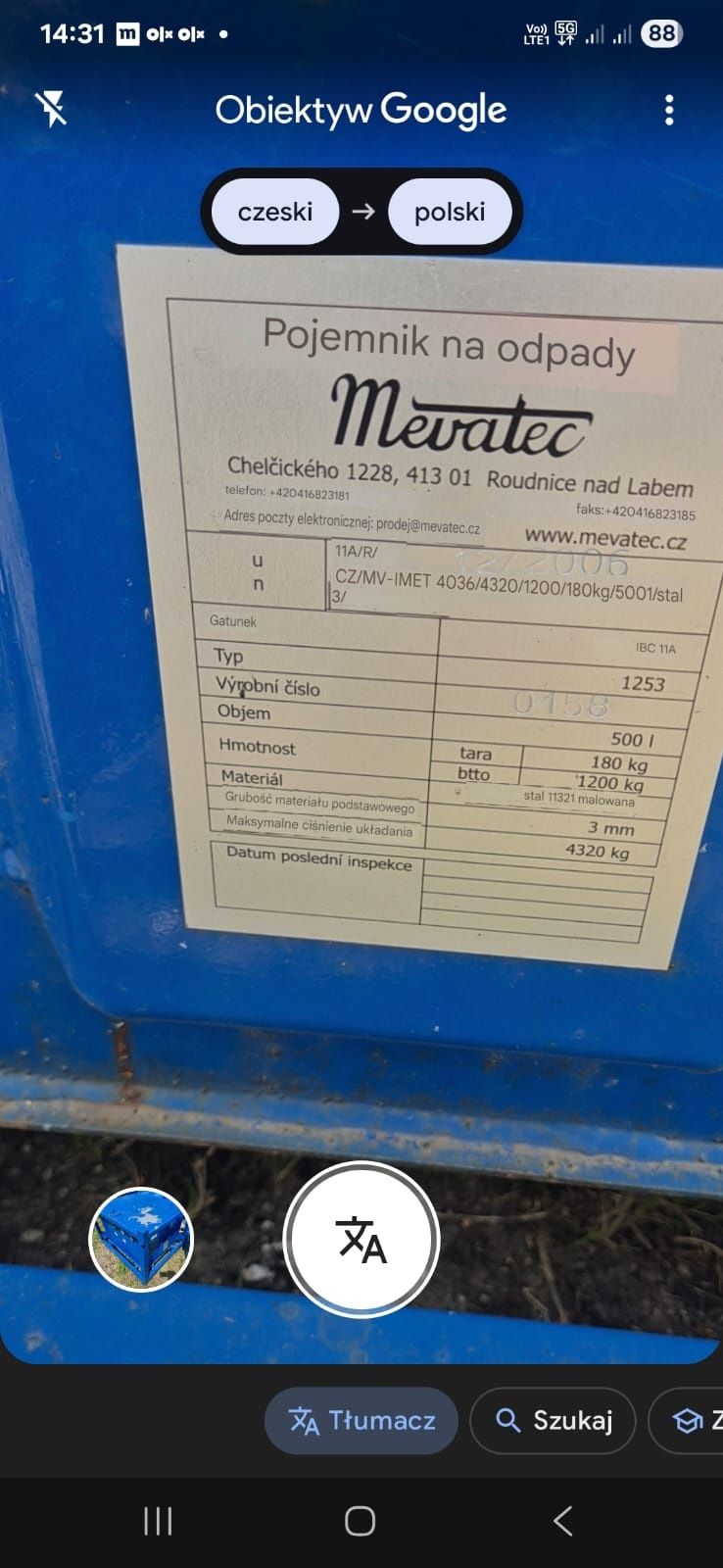 Pojemnik na odpady kontener slrzyniopaleta