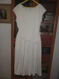 Apart kremowa bawełniana suknia z plisowaniami r 40