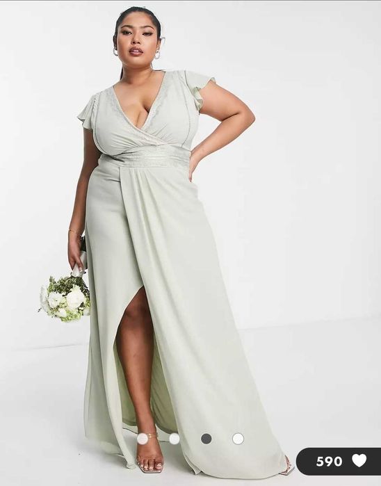 Sukienka szałwiowa Asos TFNC plus size