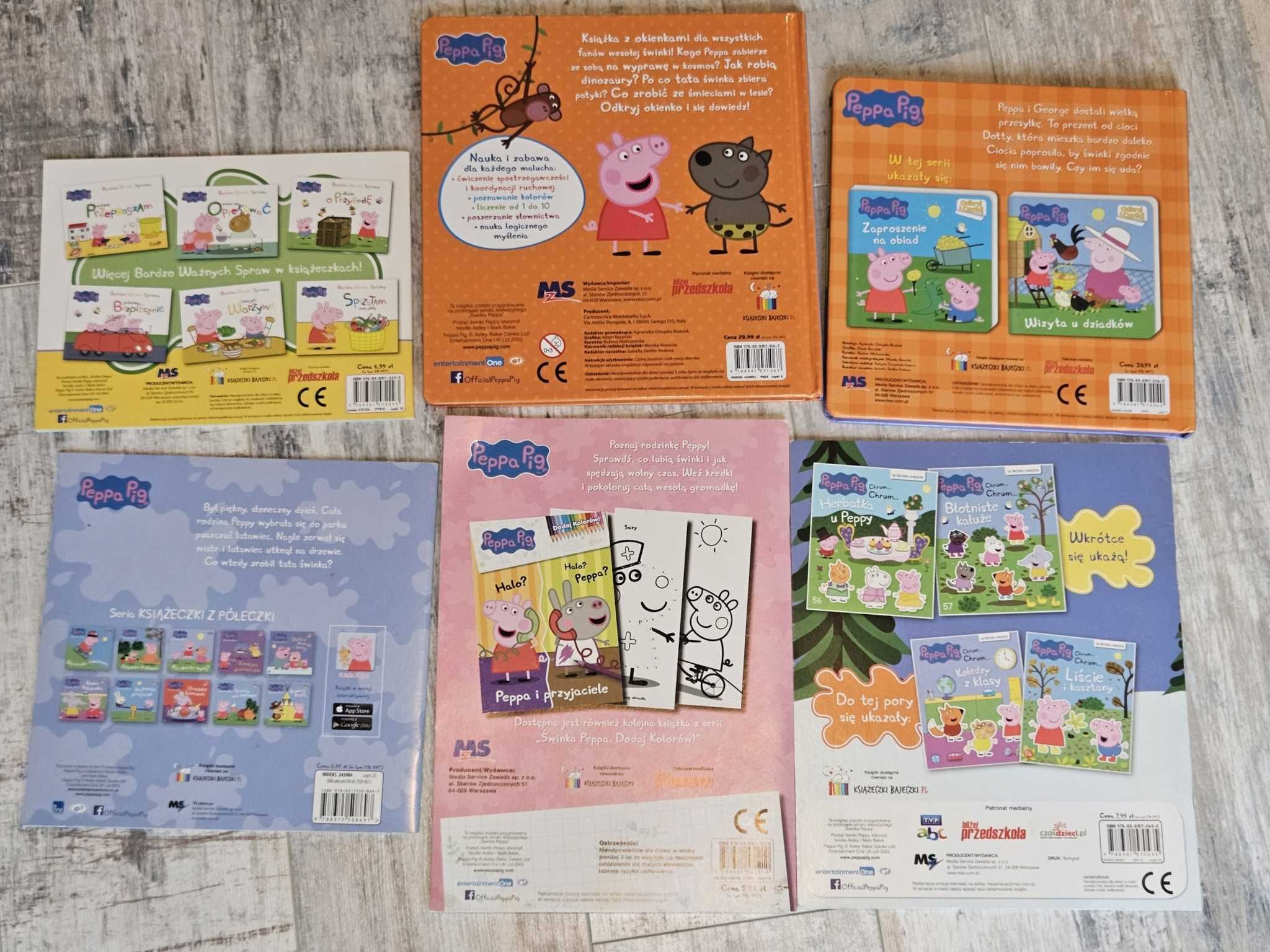 Świnka Peppa Pig - Zestaw 6 książeczek, okienka, naklejki