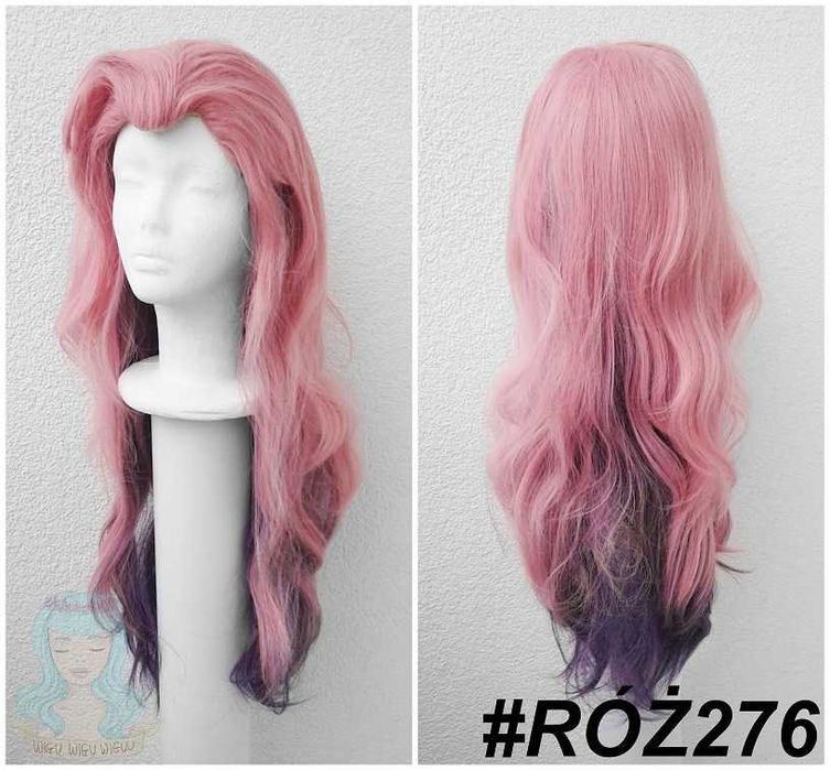 Różowa długa peruka ombre Seraphine Liga Legend LoL cosplay wig