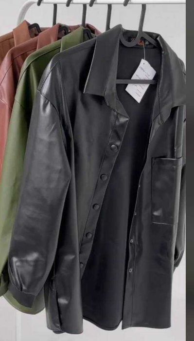 Продам шкіряну сорочку чорного кольору