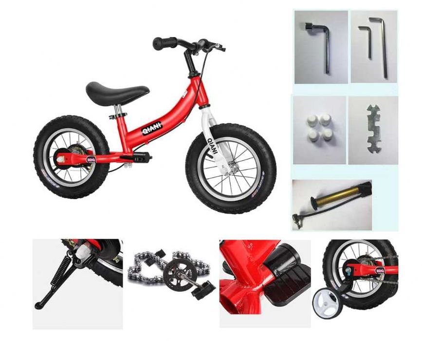 Rowerek Biegowy Qiani 3W1 14 Cali Różowy Dla Dziewczynki Lekki