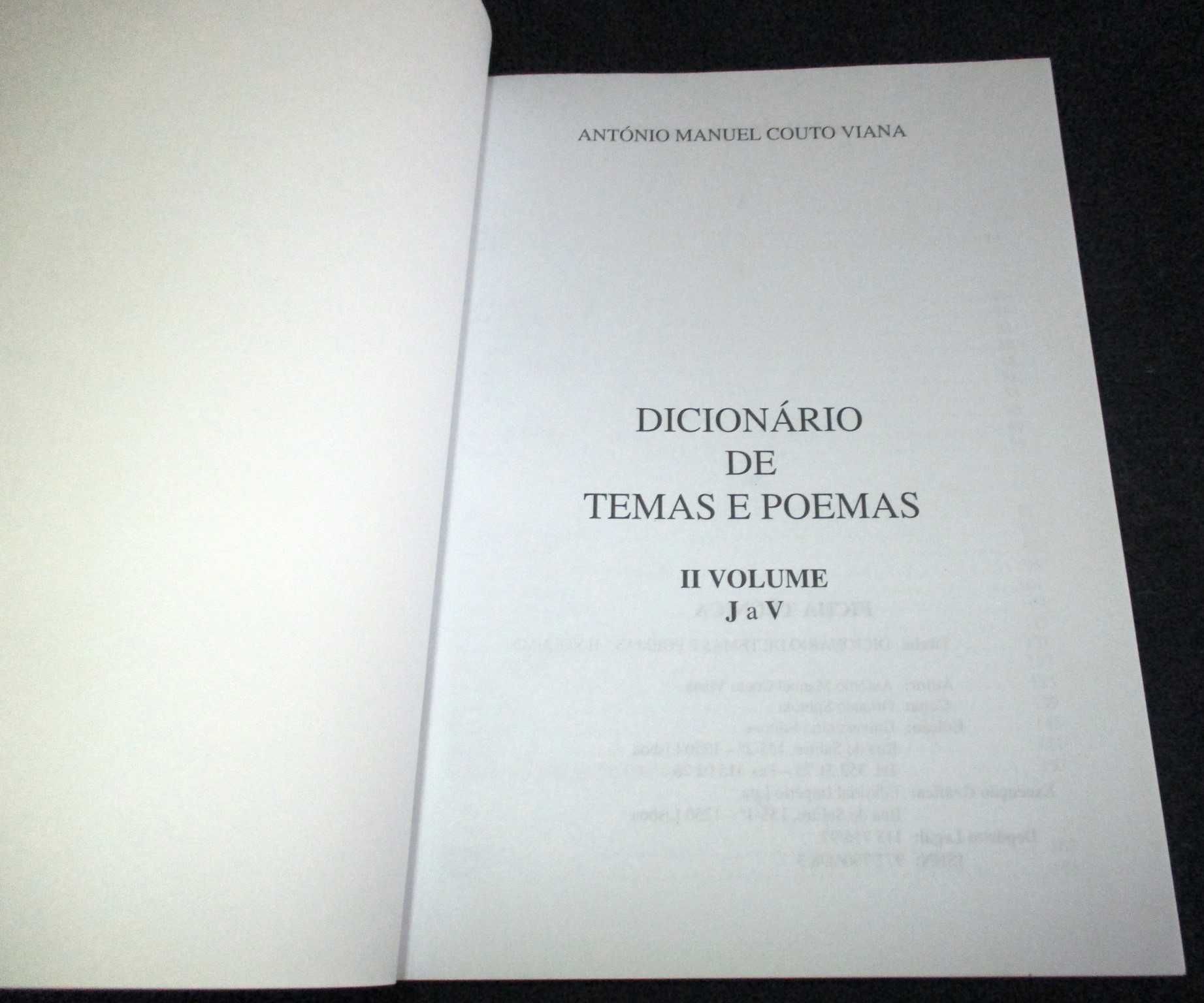 Livro Dicionário de Temas e Poemas António Manuel Couto Viana