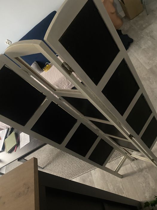 Parawan drewniany ramki biały składany