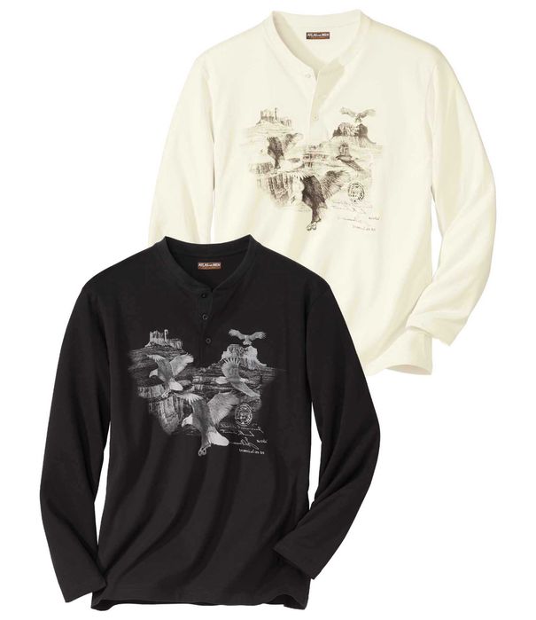 Zestaw 2 X Koszulka 2XL z długim rękawem  2 sztuki S1033 ATLAS FOR MEN