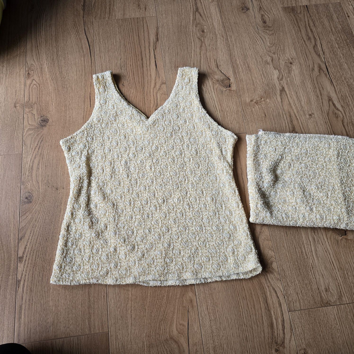 Komplet spodnica midi tuba Zara bluzka l 40 cytryna vintage handmade