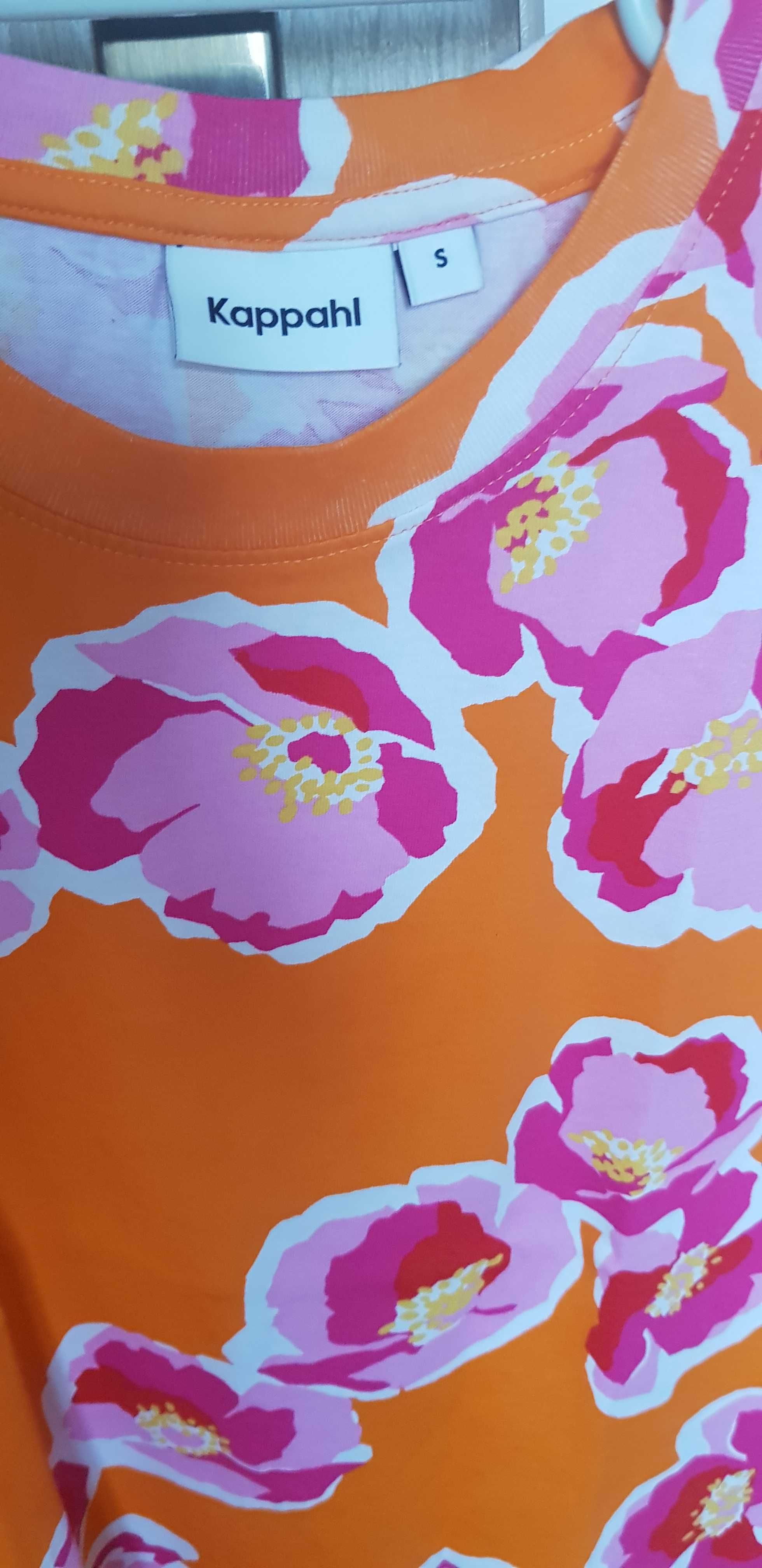 Pomarańczowo-różowy T-Shirt w kwiaty (Kappahl)